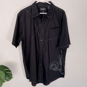 No Fear Vintage NWT XL Black Skull Button Down Shirt